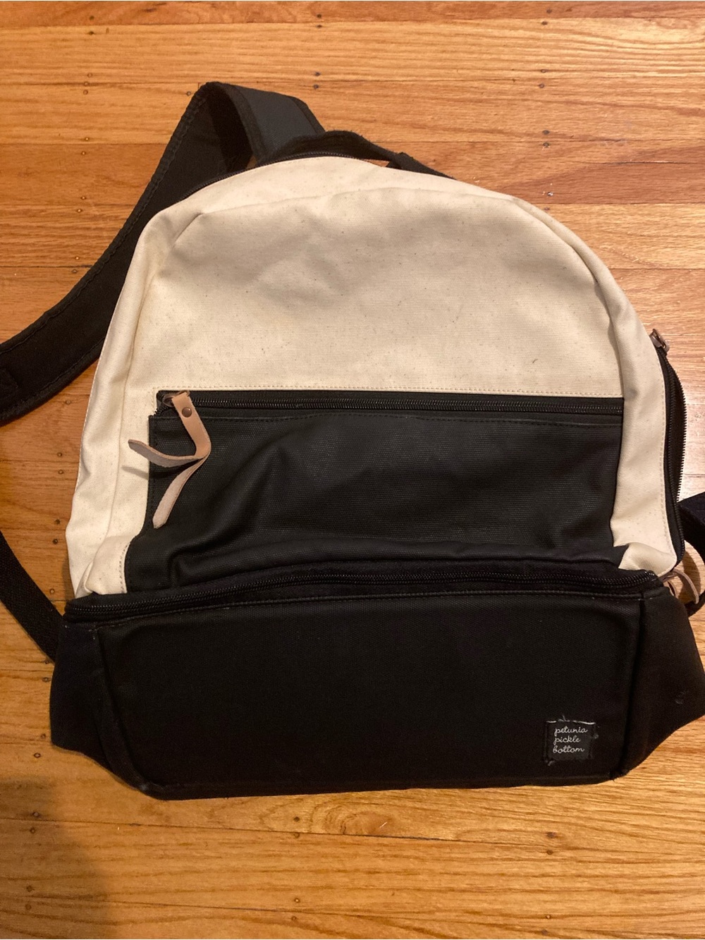 Petunia Pickle Bottom Two-Tone Black and Cream Sling Backpack